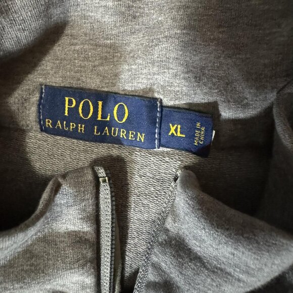 Polo Ralph Lauren Sweatshirt Mens XL Gray Quarter Zip Mock Neck Elbow Patches - Picture 3 of 7